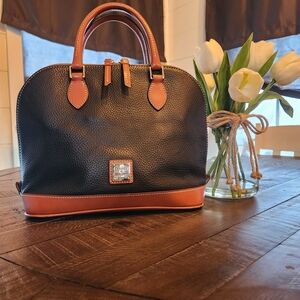 Dooney & Bourke Zip Zip Dome  Satchel In Beautiful Black Pebbled Leather